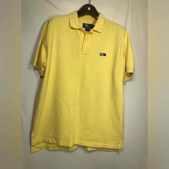 RLX Ralph Lauren Polo Shirt Yellow Casual Short Sleeve Mens Large - Picture 1 of 5